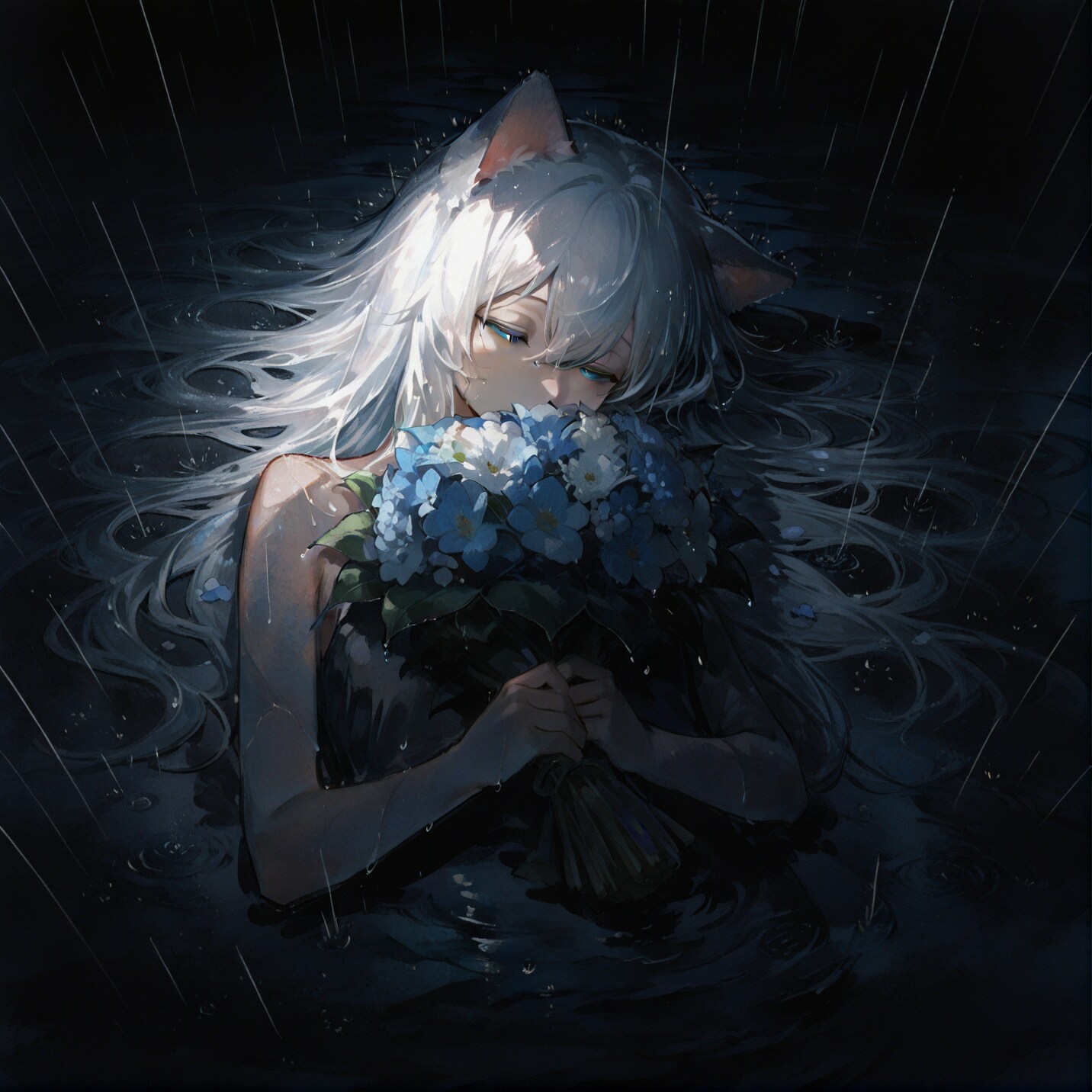 雨+花束 | の人気AIイラスト・グラビア