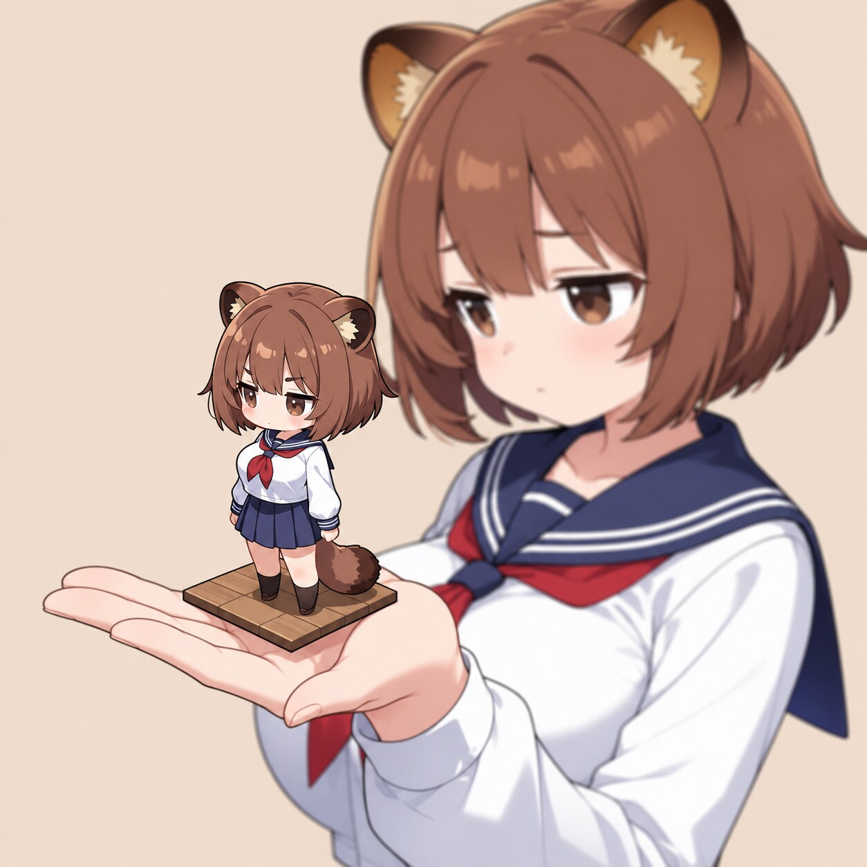 タヌキとちびタヌキ【わたしとちびキャラ】