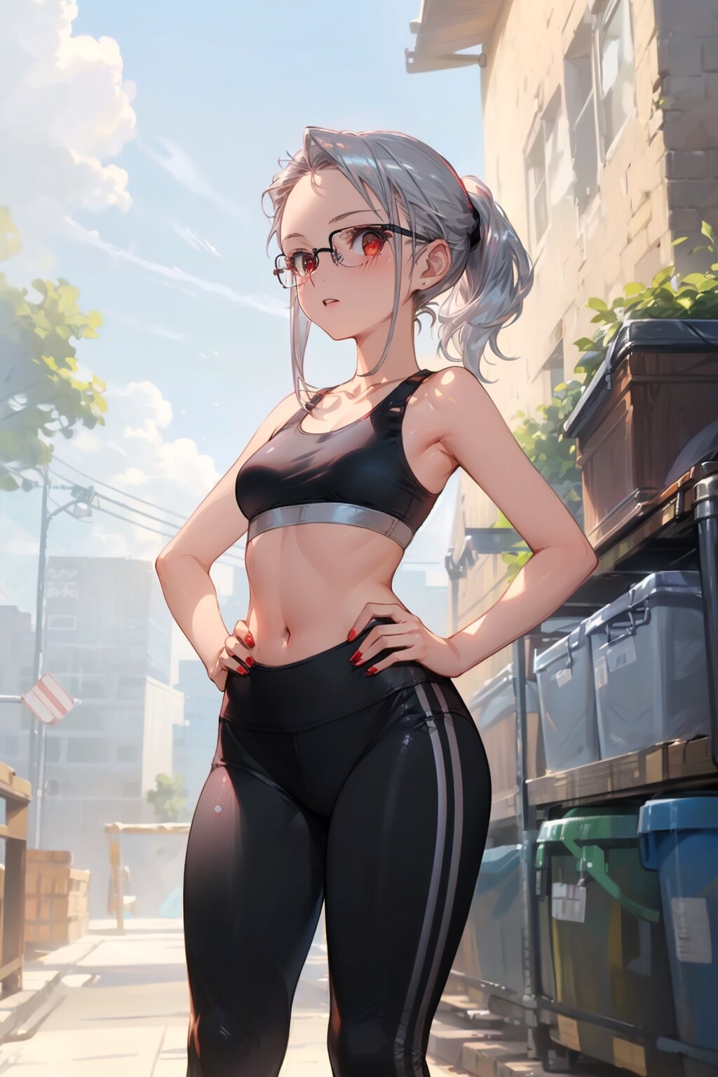 スポーツウェアの眼鏡っ娘
