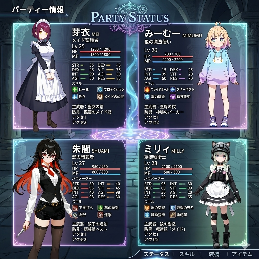 うちの子パーティのステータス