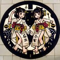 七夕まつりのご当地マンホールアート(織姫、浴衣美少女) 6枚目