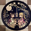 七夕まつりのご当地マンホールアート(織姫、浴衣美少女) 8枚目
