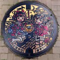 七夕まつりのご当地マンホールアート(織姫、浴衣美少女) 2枚目
