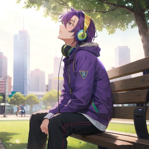 公園のベンチに座る男性