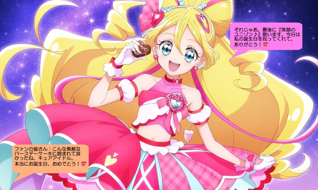 キュアアイドル、ファンからバースデーケーキを頂いて喜ぶ