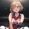 しゃがみ込むバレー女子 2枚目