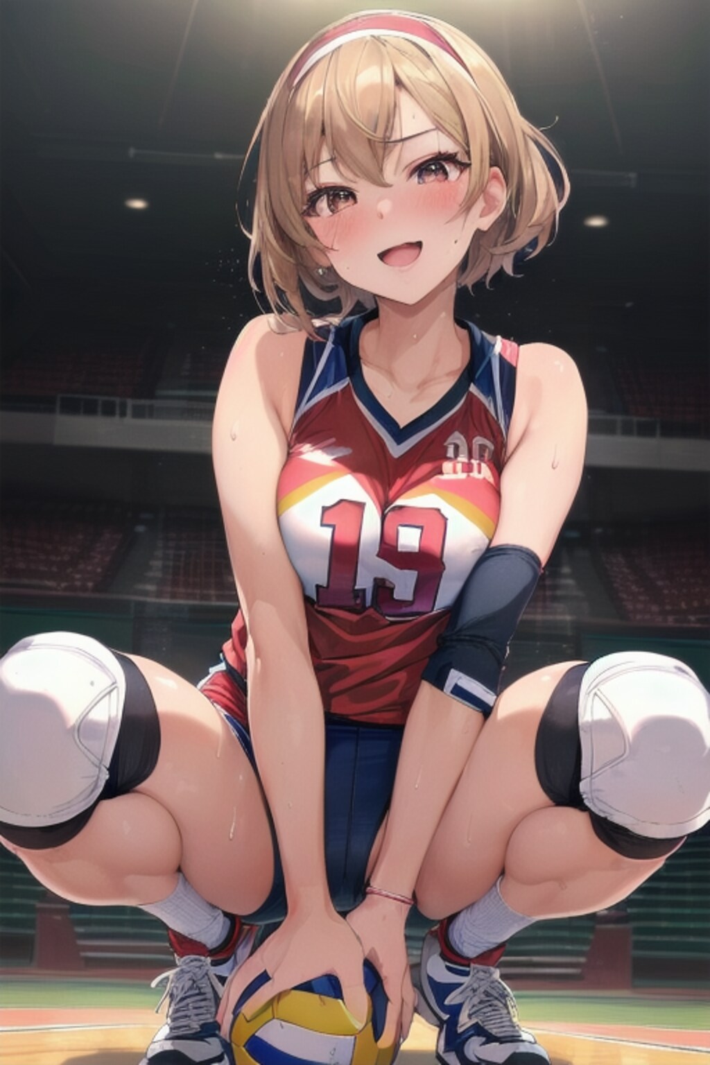 しゃがみ込むバレー女子