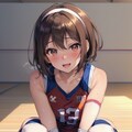 しゃがみ込むバレー女子 3枚目