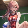 しゃがみ込むバレー女子 5枚目