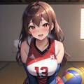 しゃがみ込むバレー女子 6枚目