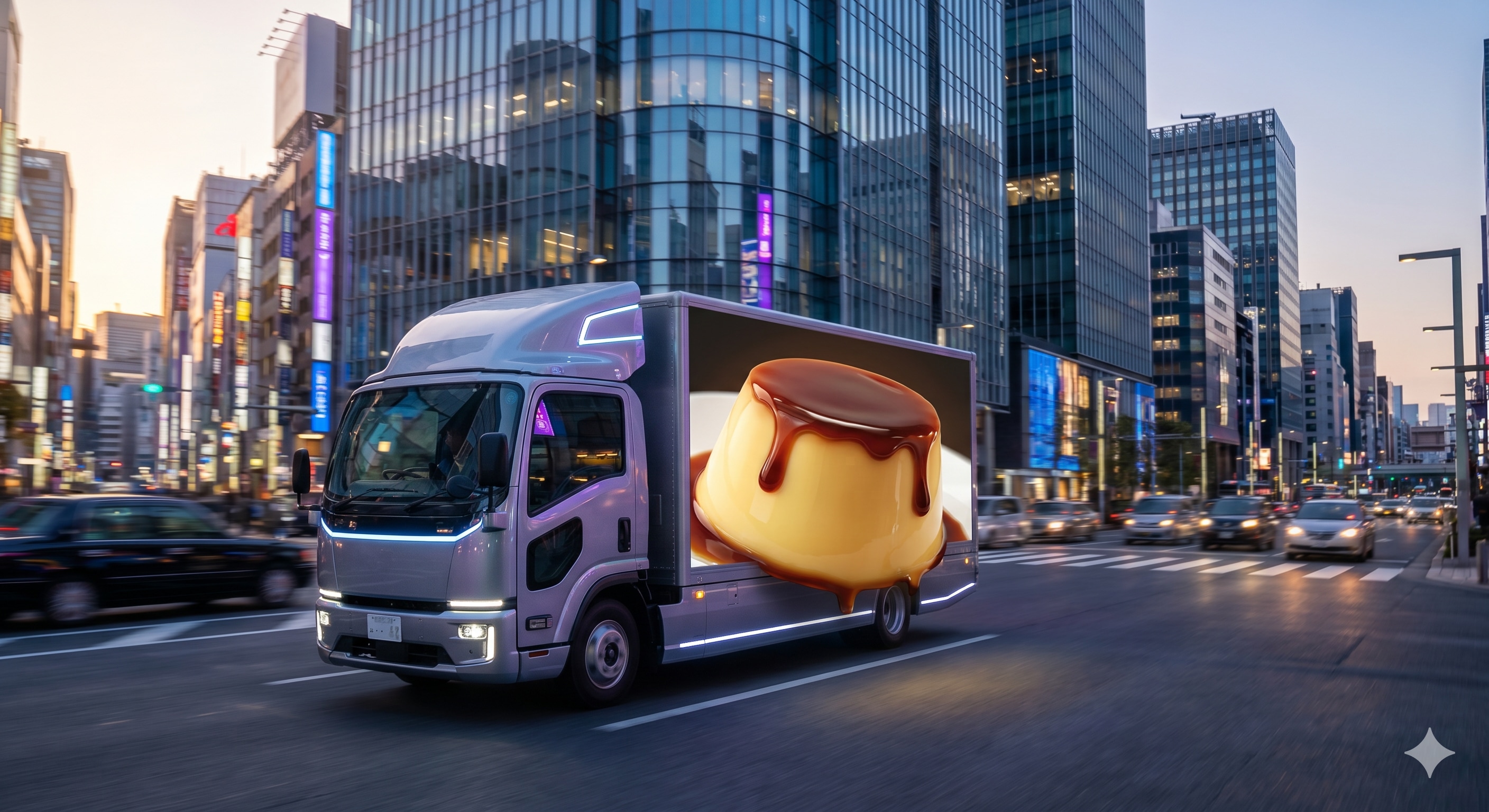 3Dアドトラック　プリンはみ出してますよ！