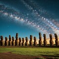 神秘のモアイ像、星空にそびえ立つ 3枚目