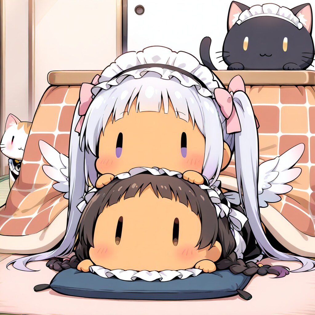 猫とarched bangsチビメイドさん