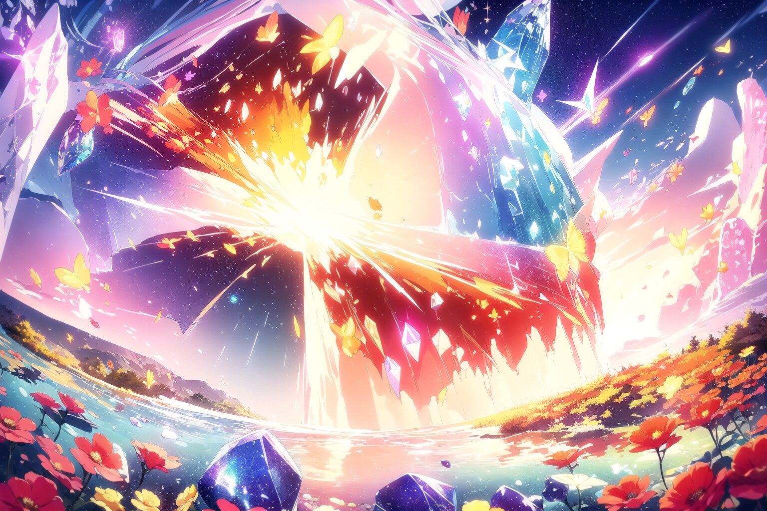 Flower gardens full of light