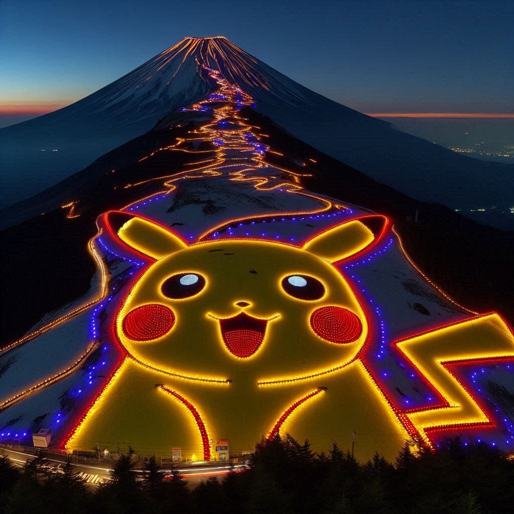 富士山をイルミネーションした。３