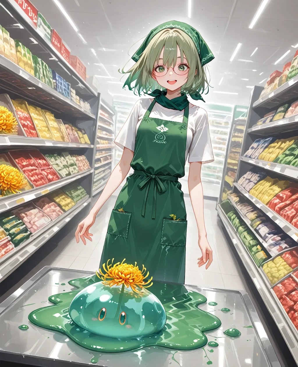 スライムの上にタンポポ（正確には菊）を置く仕事始めました