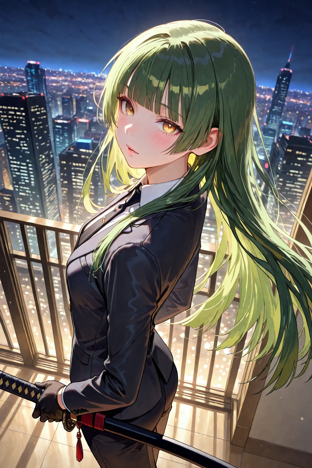 スーツと刀