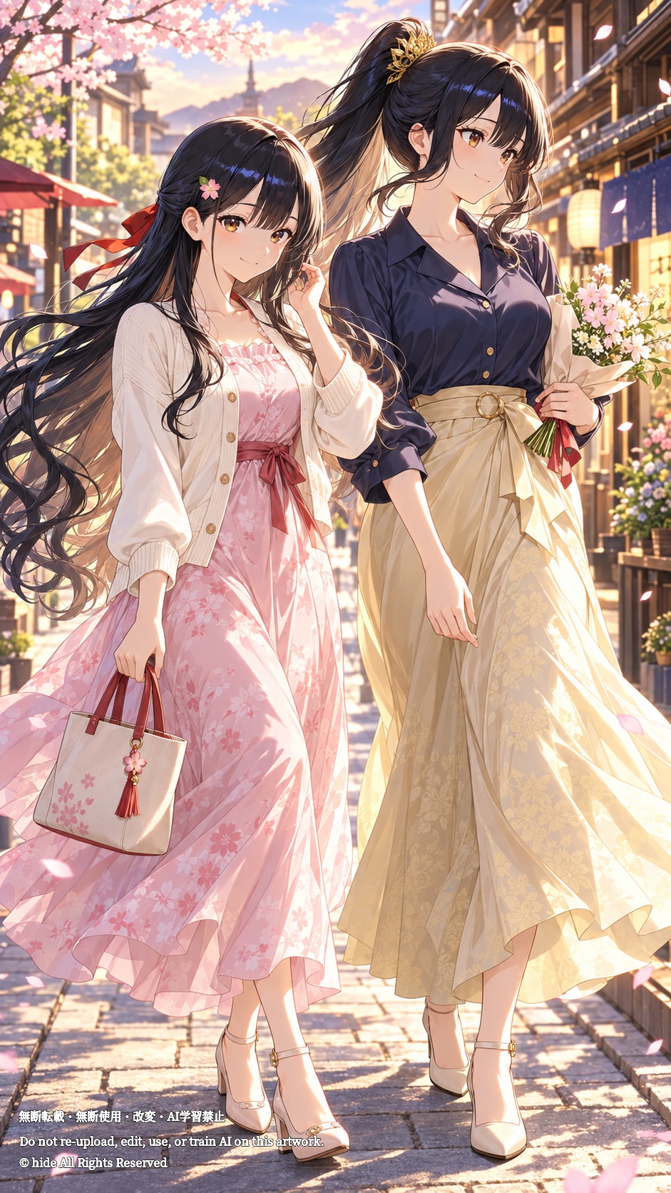 🛍️ 神楽さんとアマテラスさん、夕暮れの商店街へ | の人気AIイラスト・グラビア