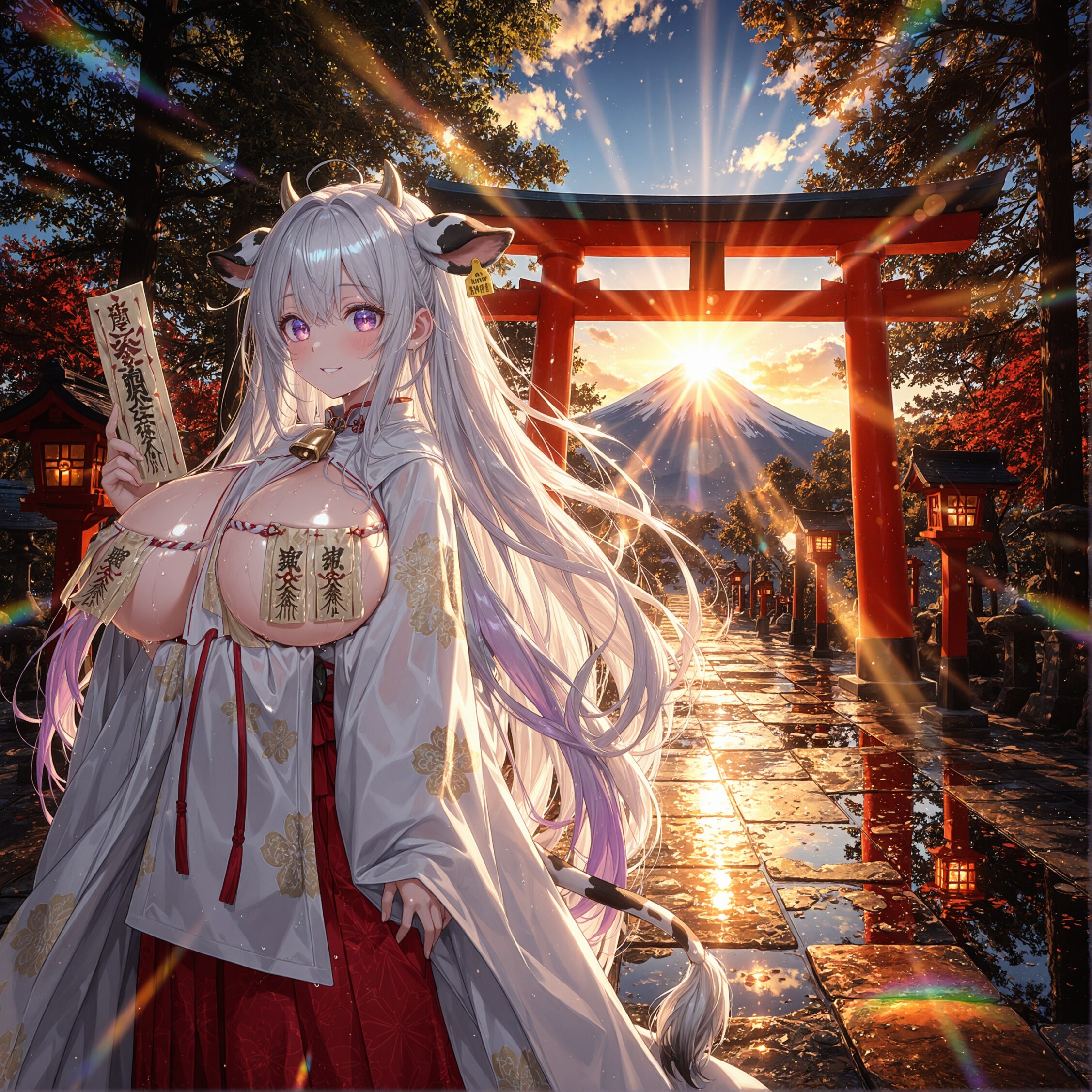 牛耳巫女とダイヤモンド富士