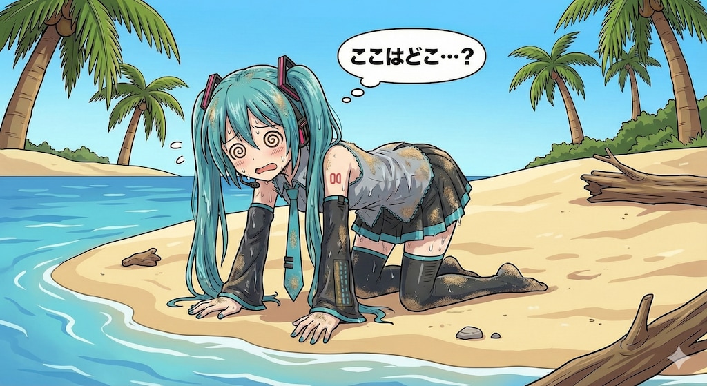 ミクさん無人島へ流れ着く！