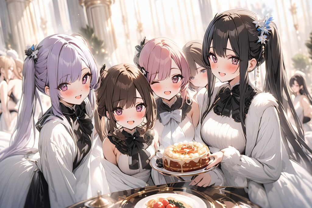 本日ちちぷい生成モデルのVEGAが最終日を迎えました❤️最後は皆んなで……はい❤️ポーズ❤️