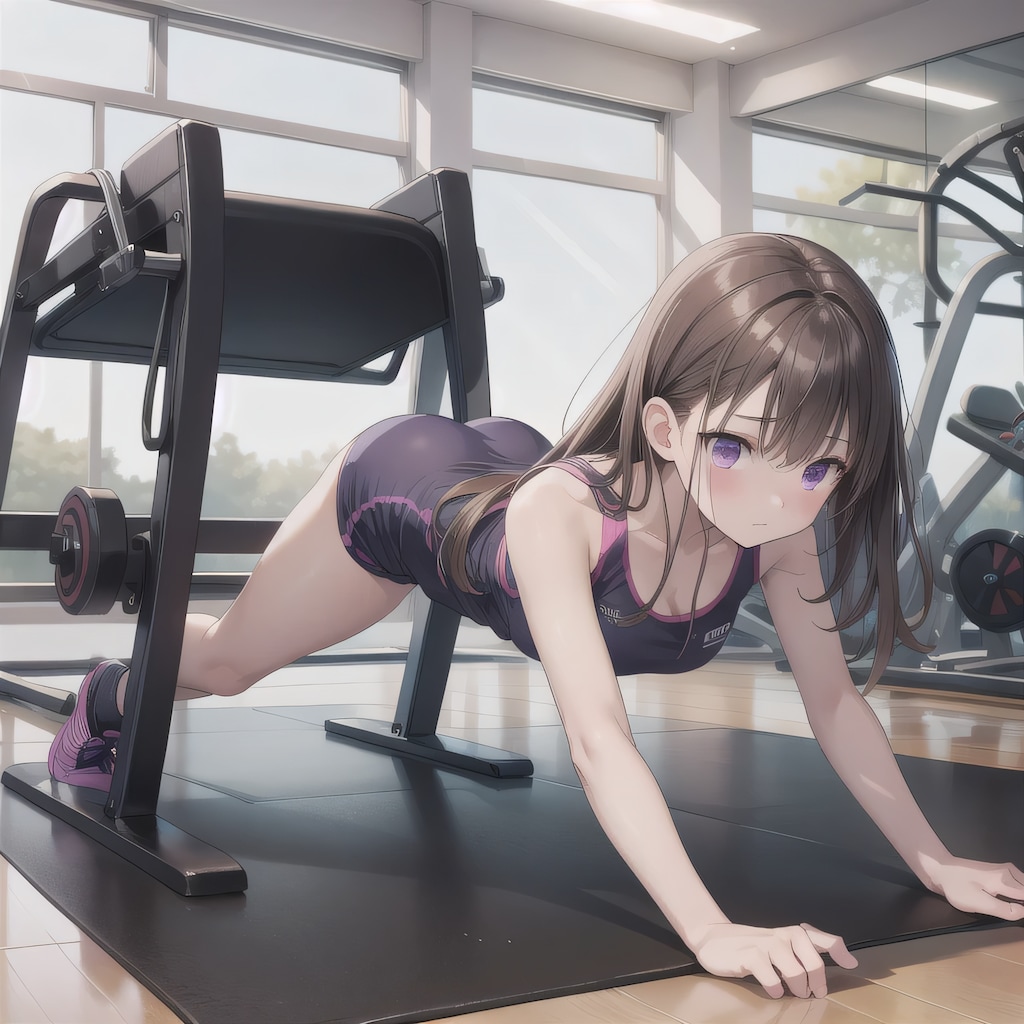 黒髪ロングで筋トレの少女１１