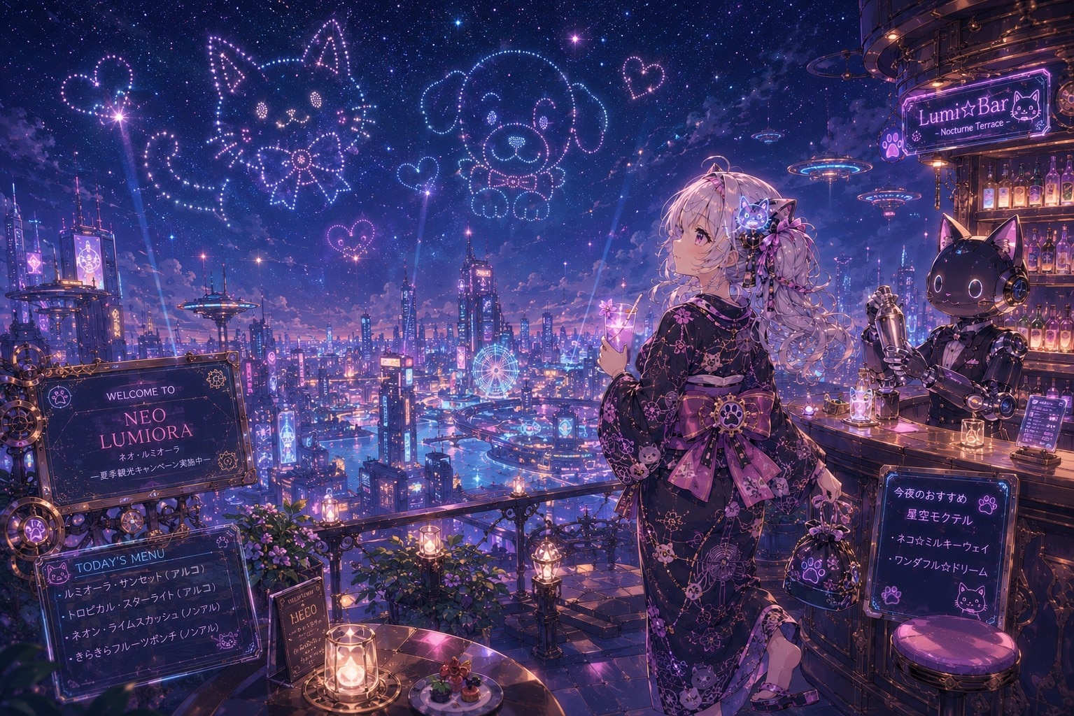 にゃんと、トキメク夜の星(ひかり)