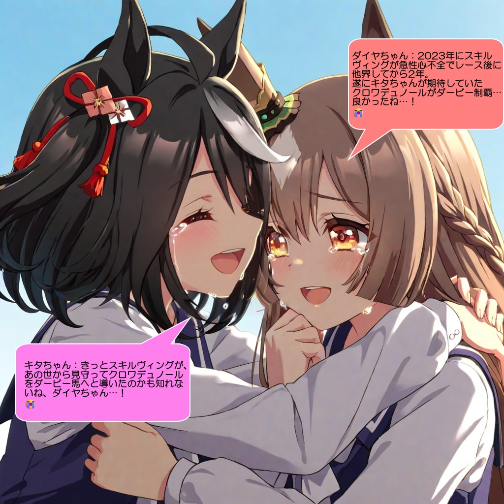 キタちゃんとダイヤちゃん、中山競馬場で喜んで感涙する | の人気AIイラスト・グラビア