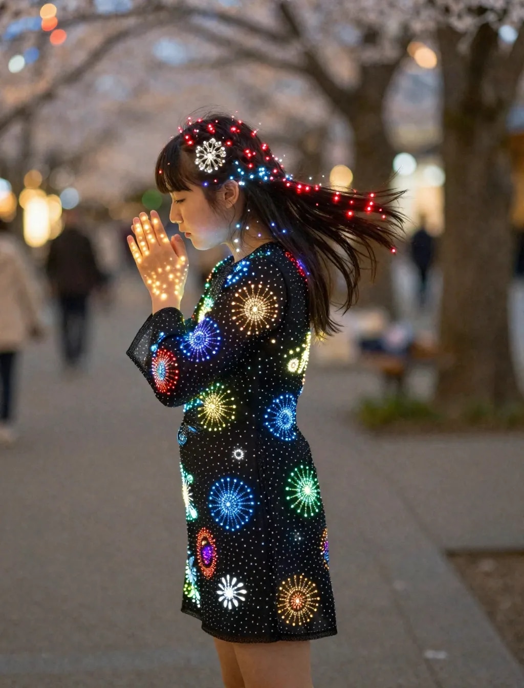 着衣のイルミネーションガール