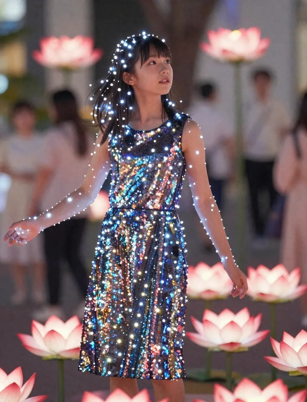 着衣のイルミネーションガール