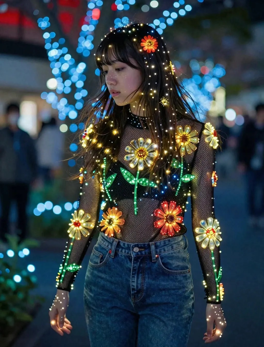 着衣のイルミネーションガール