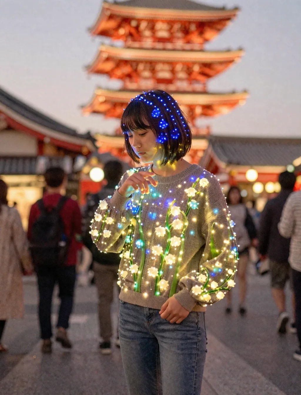 着衣のイルミネーションガール