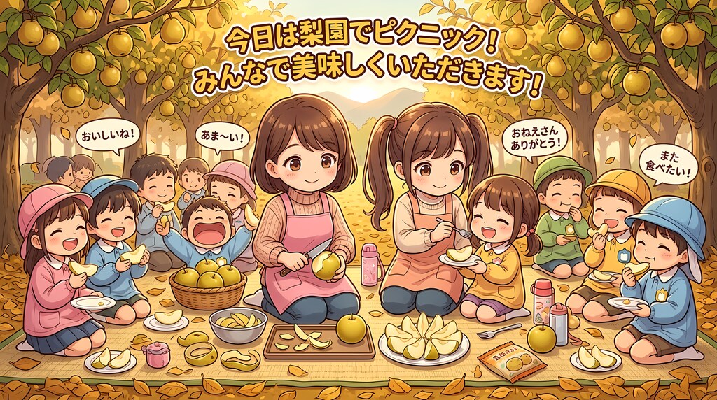園児達と秋の遠足｜梨実食２（86/100）