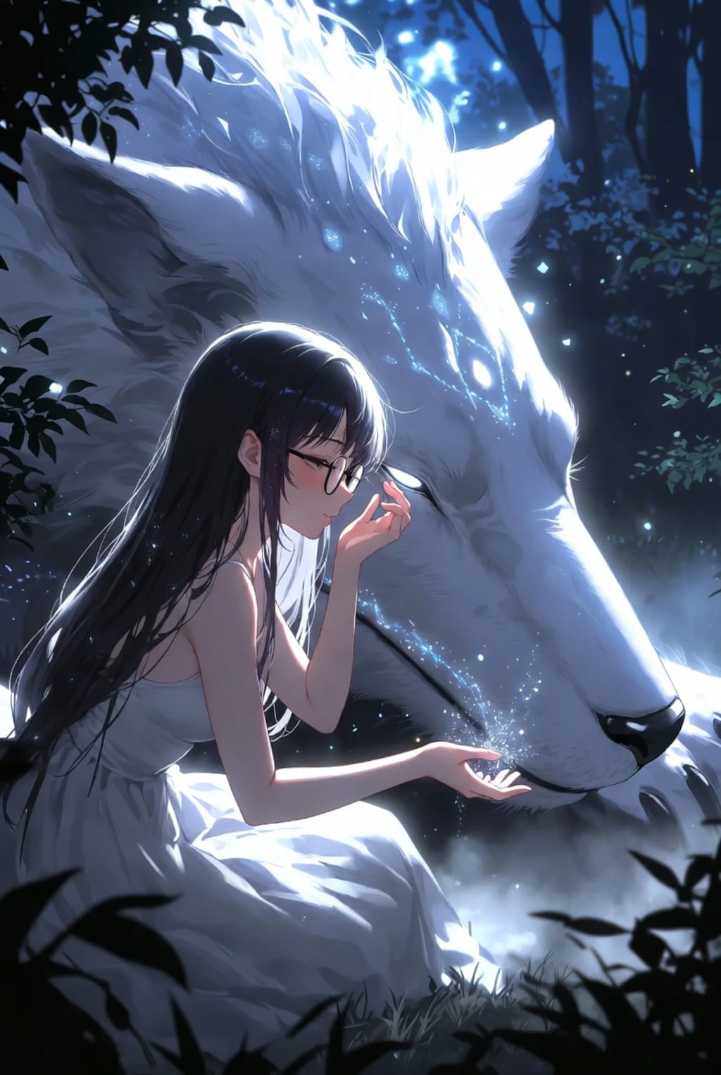 黒髪メガネ 月光の森で眠る巨大な精霊獣 Ver.Grok