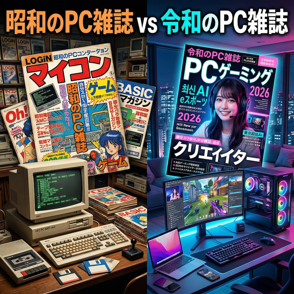 昭和のPC雑誌と令和のPC雑誌(架空)