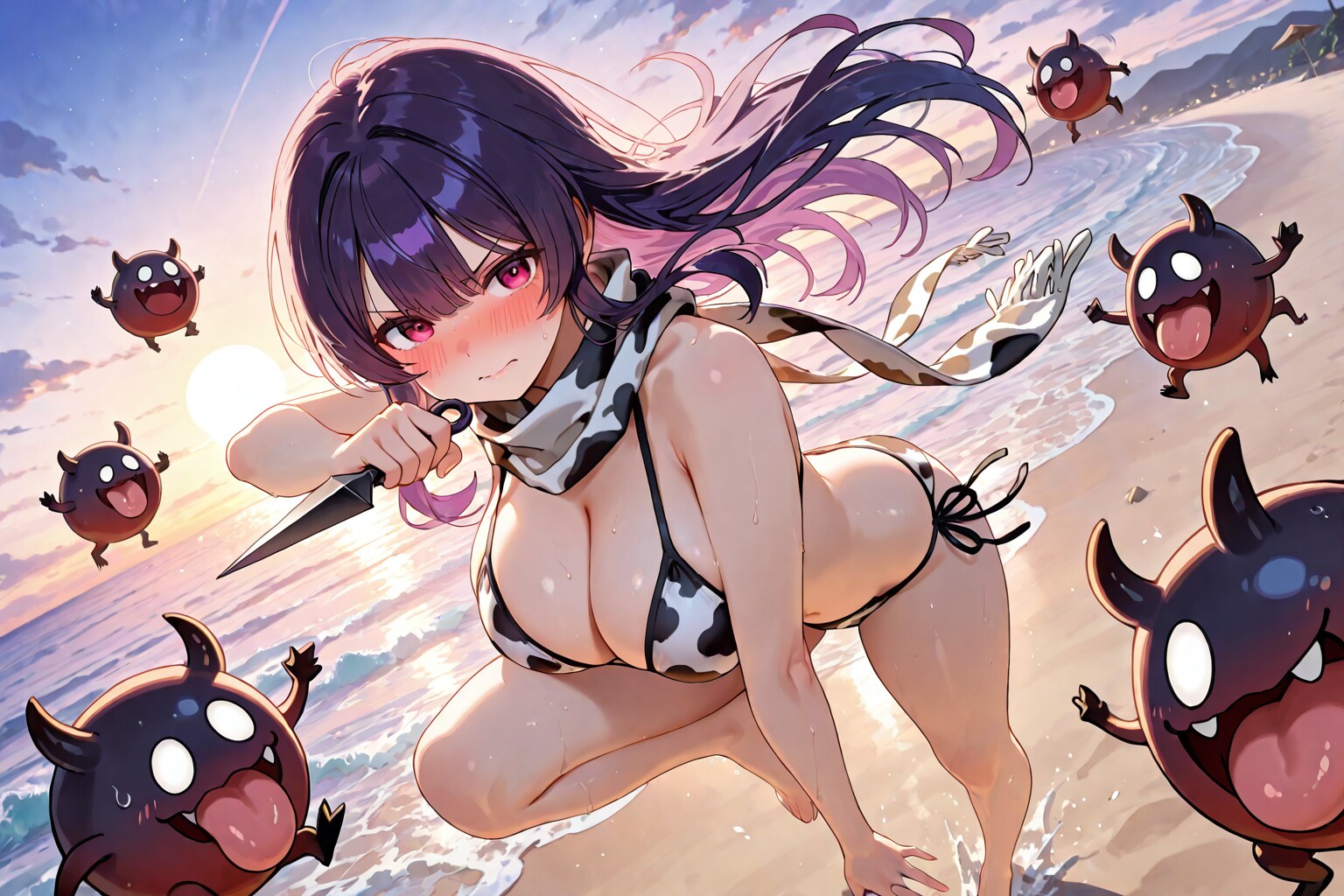 牛柄ビキニのくノ一さん