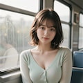 電車に乗る女性 2 4枚目