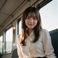 電車に乗る女性 2 2枚目