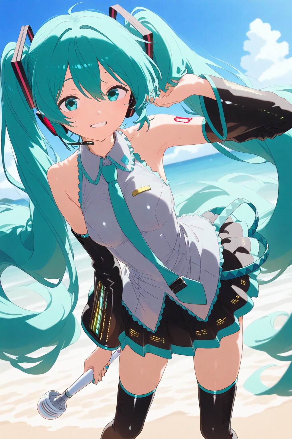 波打ち際でライブ