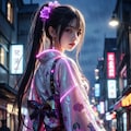 近未来和風サイバー着物美女 2枚目