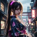 近未来和風サイバー着物美女 5枚目
