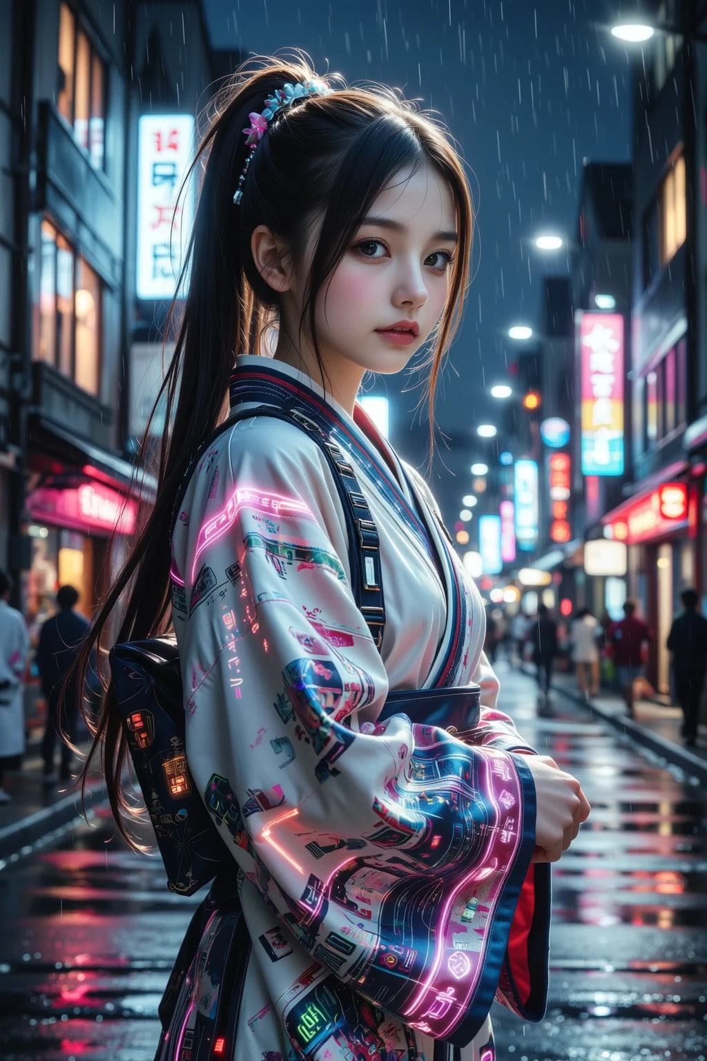 近未来和風サイバー着物美女