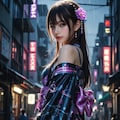 近未来和風サイバー着物美女 4枚目