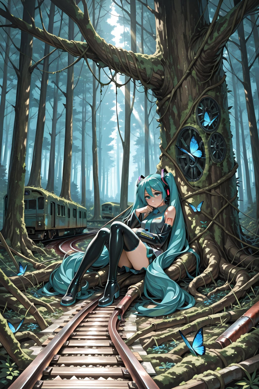 ミクと廃線路3 | の人気AIイラスト・グラビア