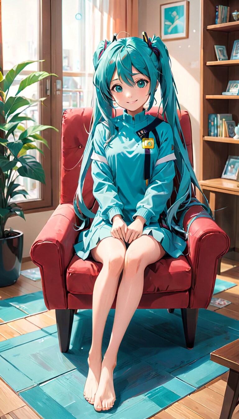 ソファと初音ミク