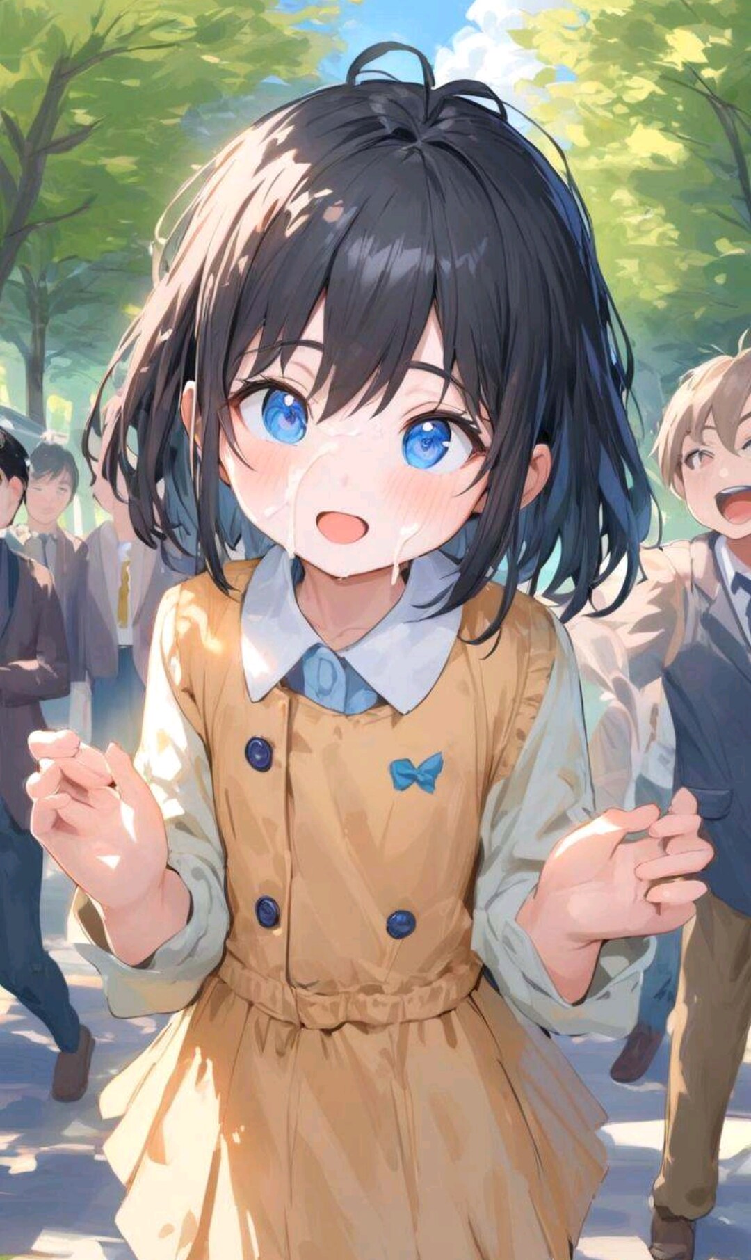 ヨーグルトかけ祭りの小さな女の子