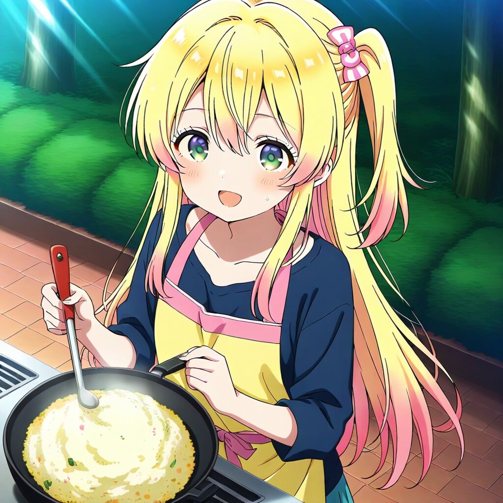 チャーハンを作る少女