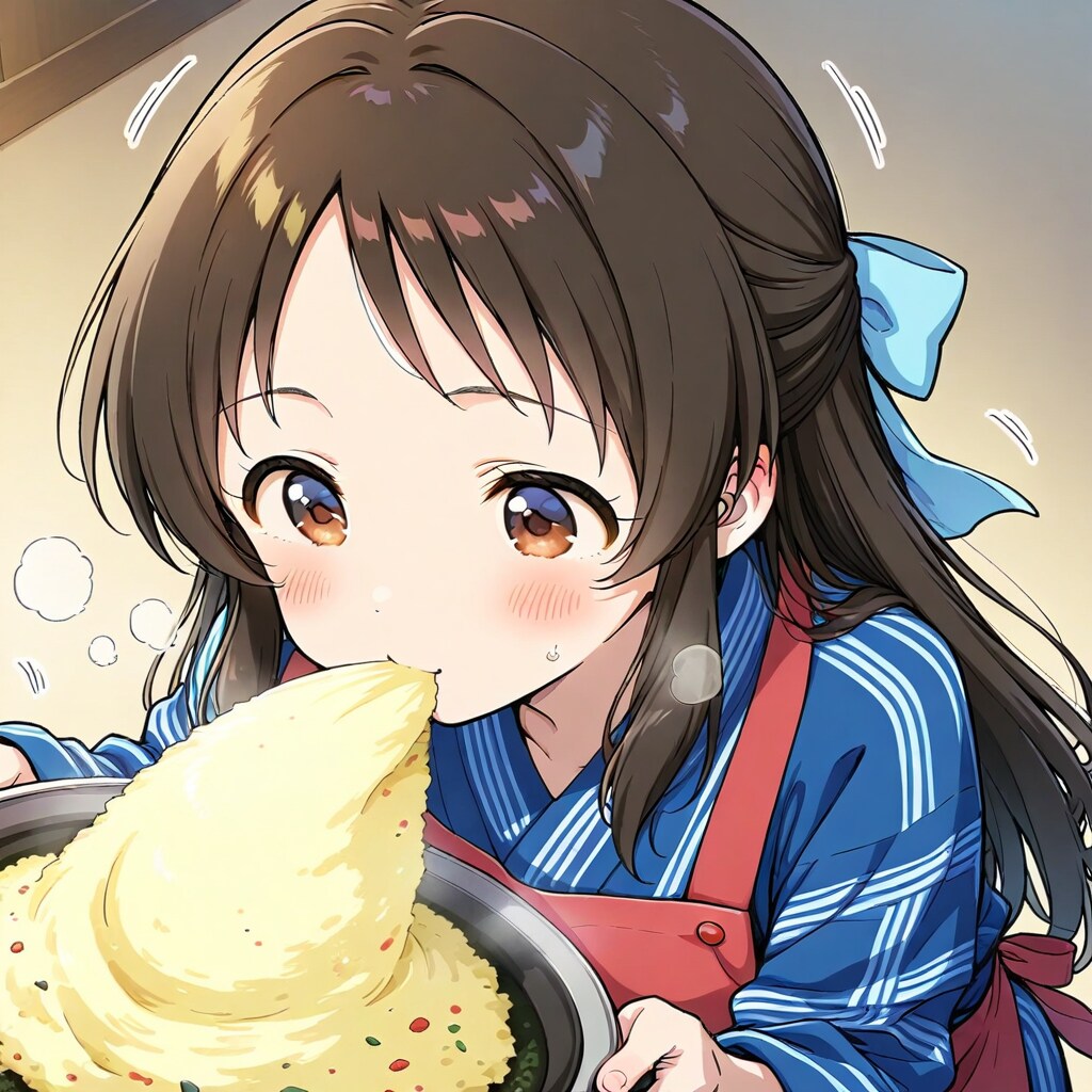 チャーハンを作る少女