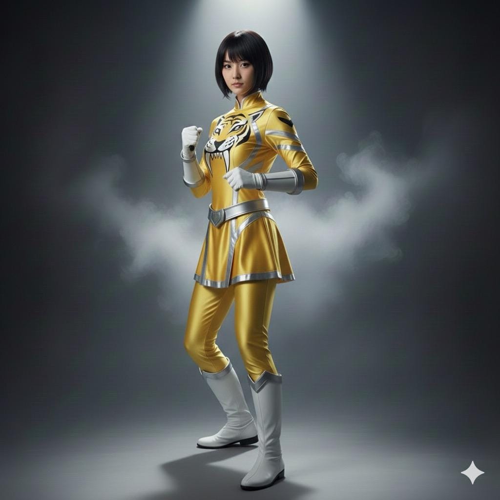 戦隊ヒロインのような女の子（動き練習中）