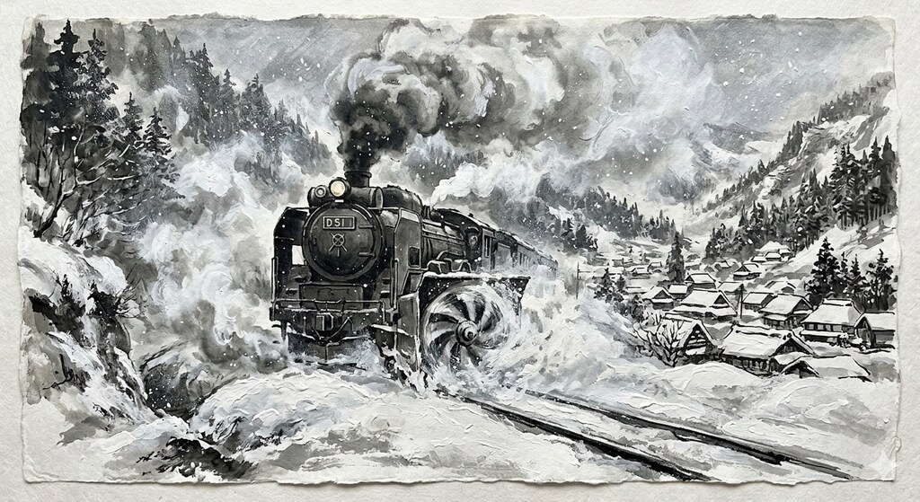 雪煙の列車（作画崩壊修正）